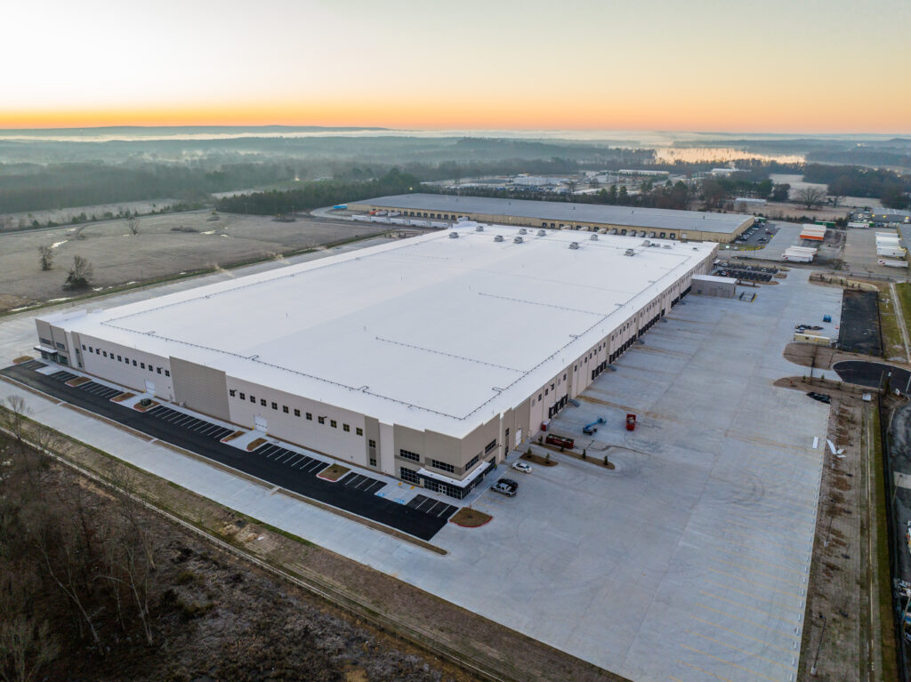 Side and top view of building